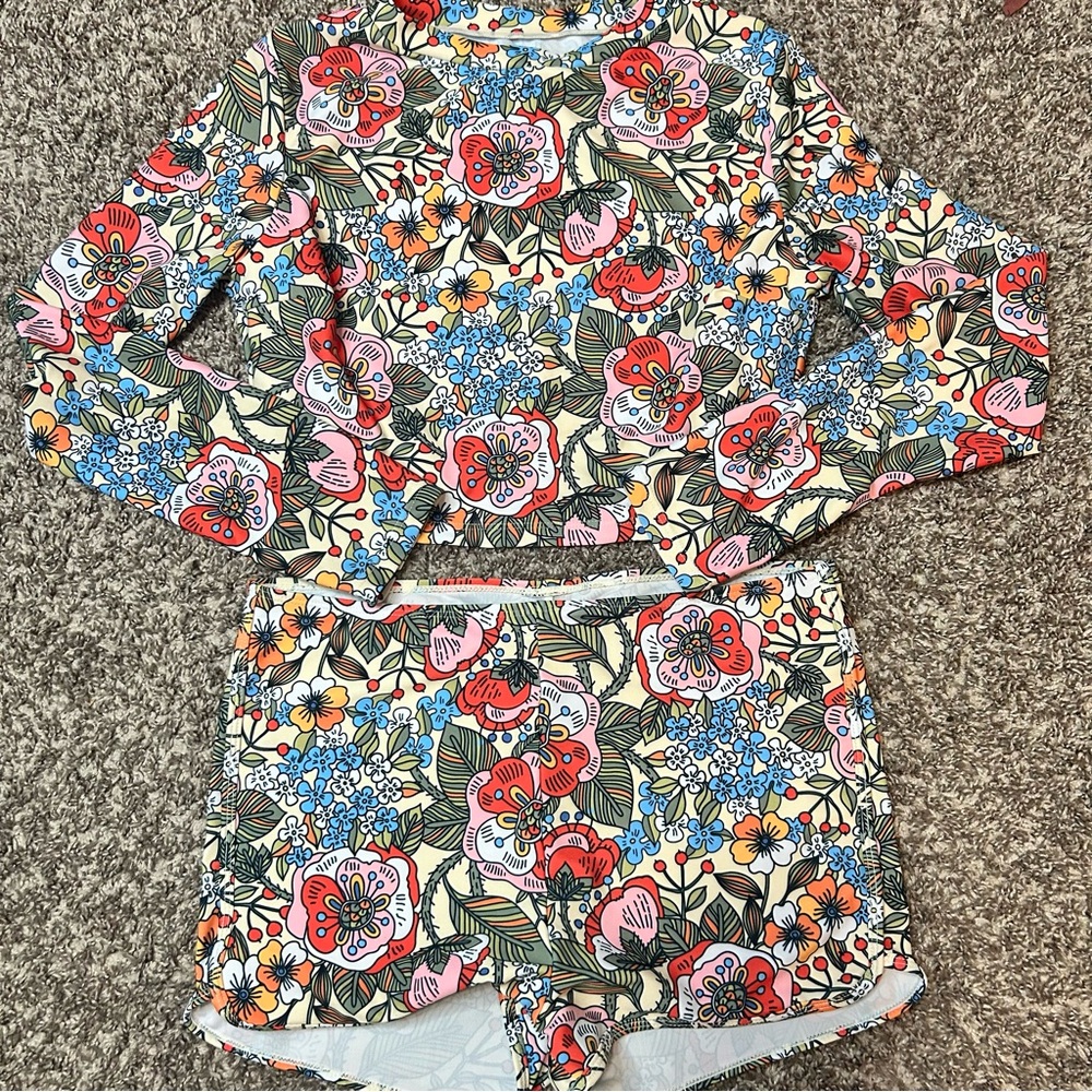 Temu Modest Floral Two-Piece Swimsuit